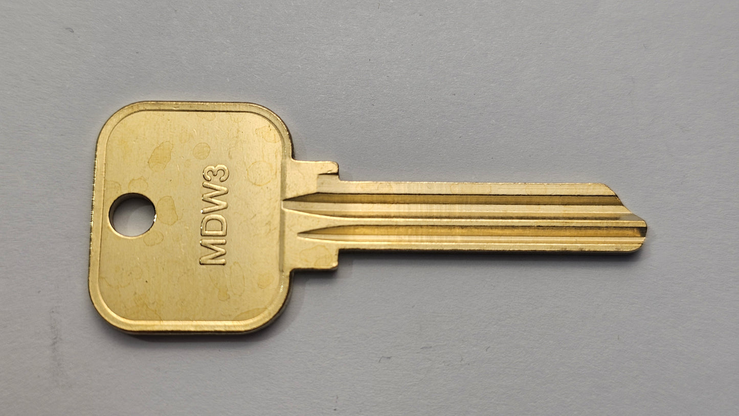 KeysRus MDW3 Lockgenics Medeco Key Blank – Compatible with Medeco W3 BiAxial Keyway (Aftermarket Nickel Silver)