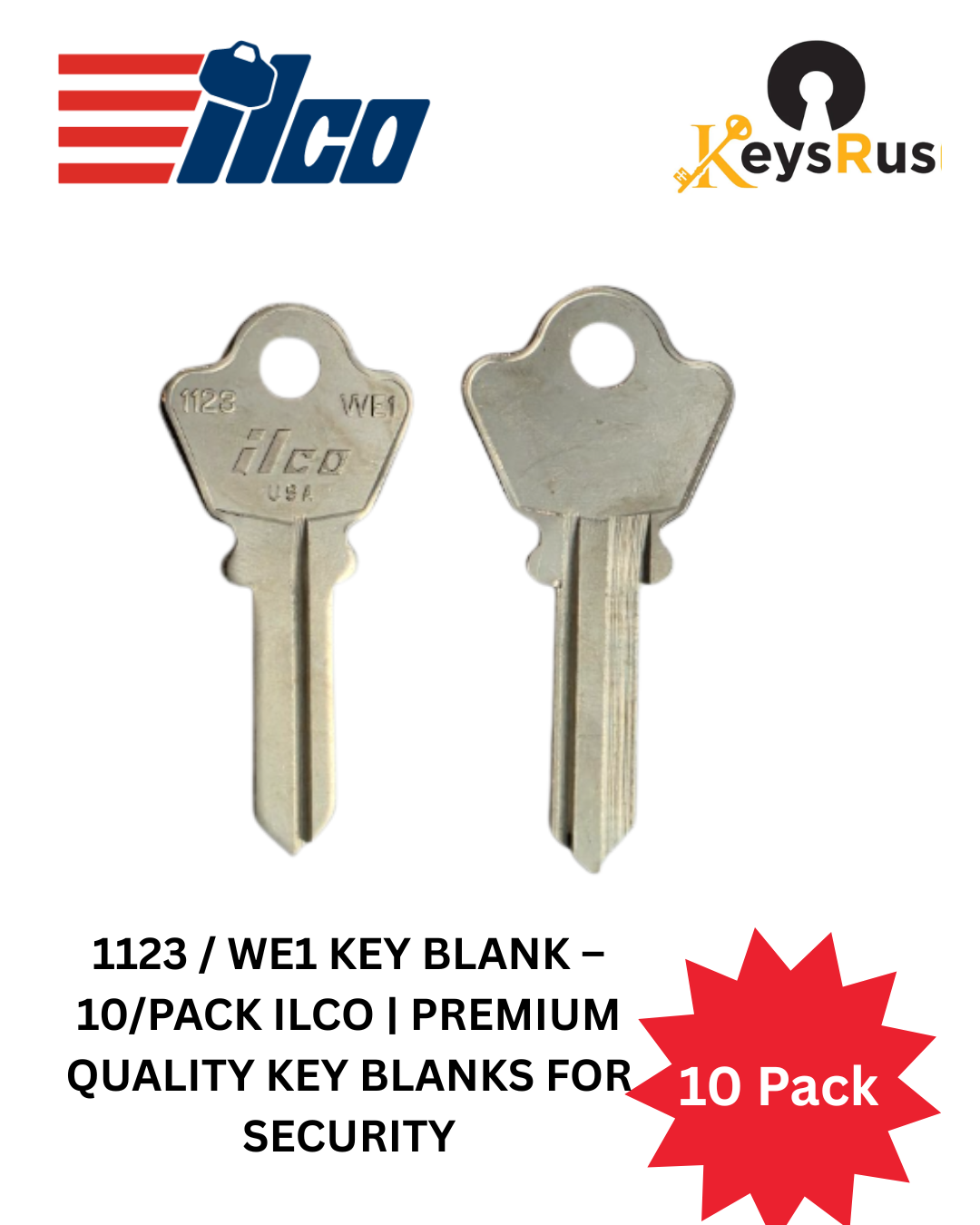 1123 / WE1 Key Blank – 10/Pack ILCO | Premium Quality Key Blanks for Security