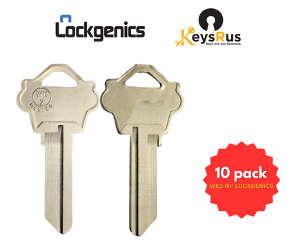 WK2 NP Key Blanks – 10 Pack and 50 Pack | LockGenics | Weslock / 1175N (Nickel-Plated Brass)