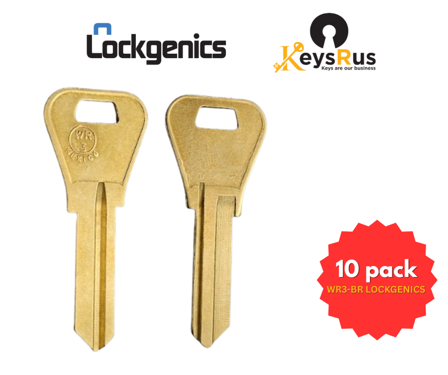 WR3-BR Key Blanks, 10, 50, 300 Pack, LockGenics, Compatible with Weiser WR3 / 1054WB Keyway