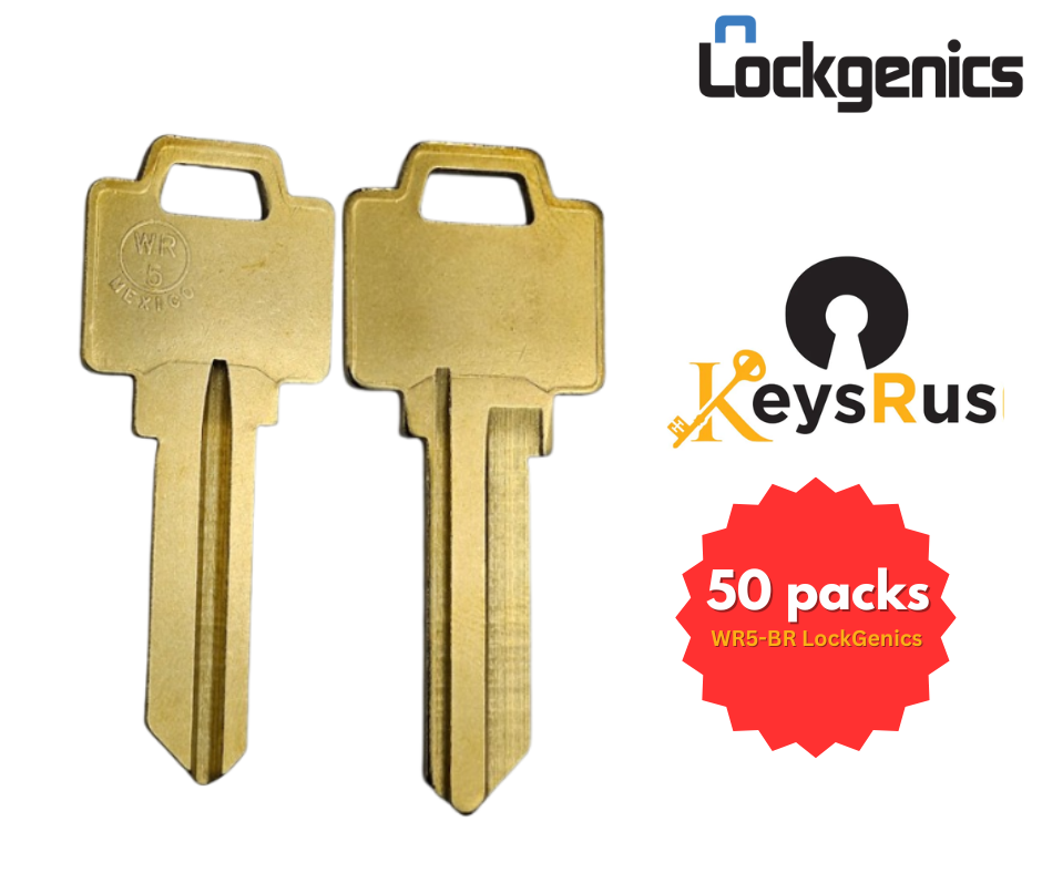 WR5-BR Key Blanks – 10/50 Pack | LOCKGENICS Solid Brass Key Blanks for Weiser WR5 Keyway