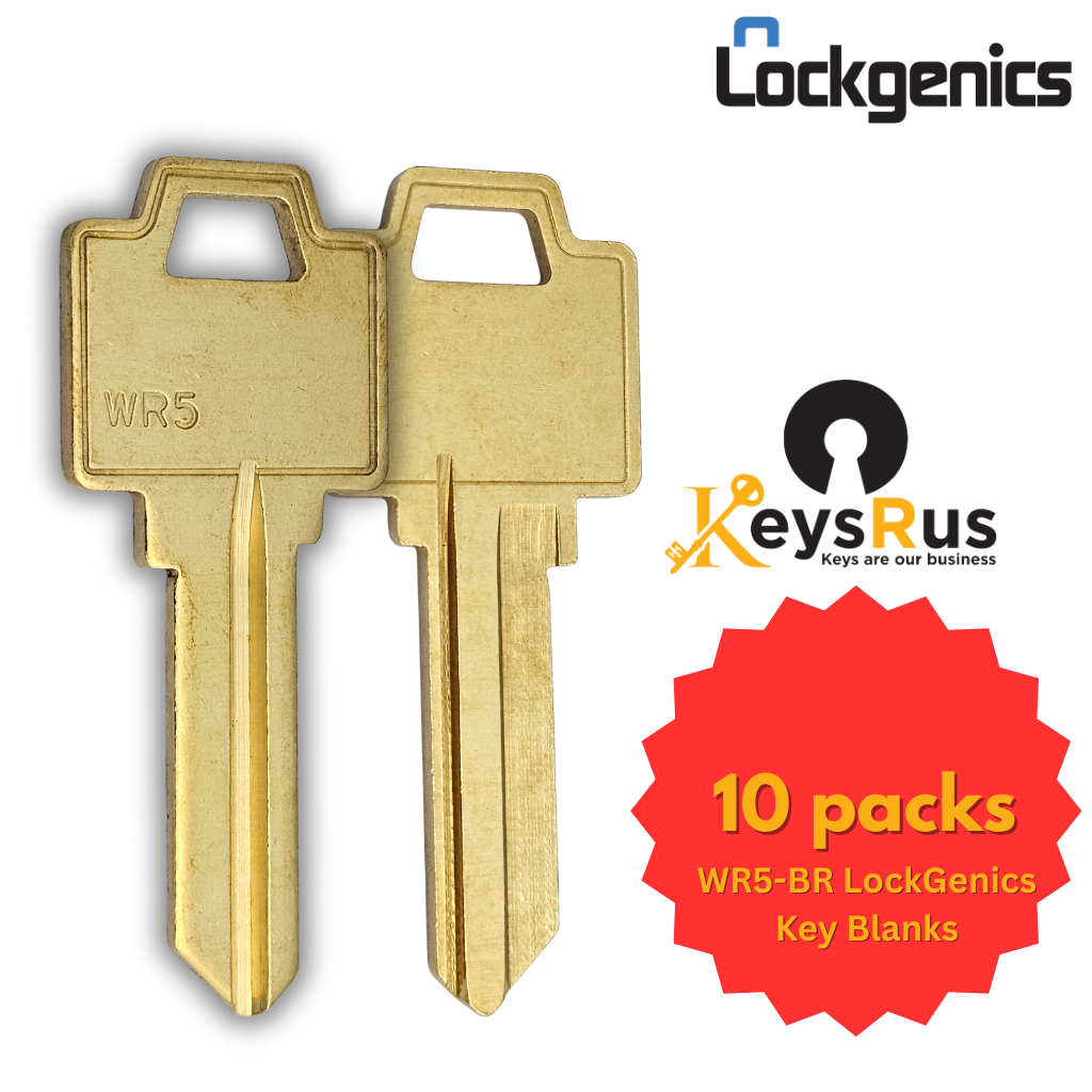 WR5-BR Key Blanks – 10-Pack | LOCKGENICS Solid Brass Key Blanks for Weiser WR5 Keyway