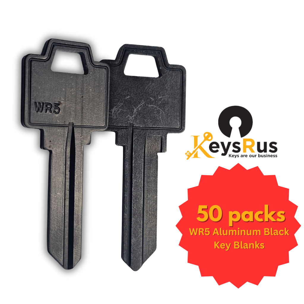 WR5 Aluminum Black Key Blanks – 50/Pack | Durable & Lightweight