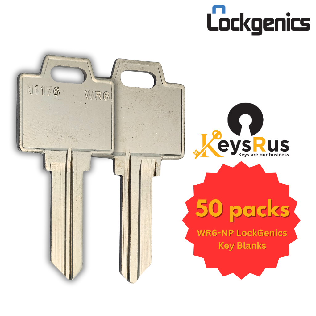 WR6-NP Key Blanks – 10/50-Pack | LOCKGENICS Nickel-Plated Brass Blanks for Weiser-Type Residential Locks
