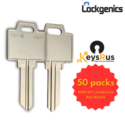 WR6-NP Key Blanks – 10/50-Pack | LOCKGENICS Nickel-Plated Brass Blanks for Weiser-Type Residential Locks