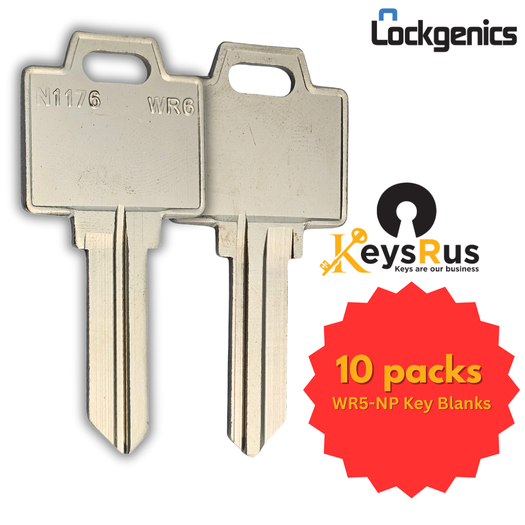 WR6-NP Key Blanks – 10-Pack | LOCKGENICS Nickel-Plated Brass Blanks for Weiser-Type Residential Locks