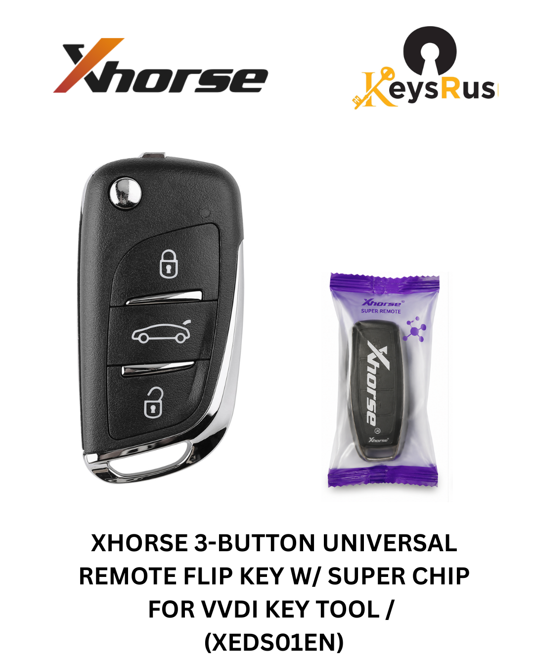 Xhorse XEDS01EN – 3-Button Universal Flip Key with Built-In Super Chip for VVDI Key Tools