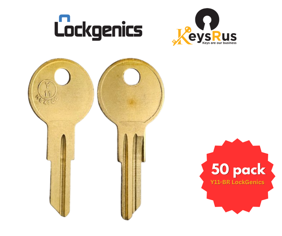 Y11-BR Key Blanks, 50 Pack, Lockgenics, Compatible with Yale Y11 Keyway Systems, Residential, Commercial & Mailbox Locks