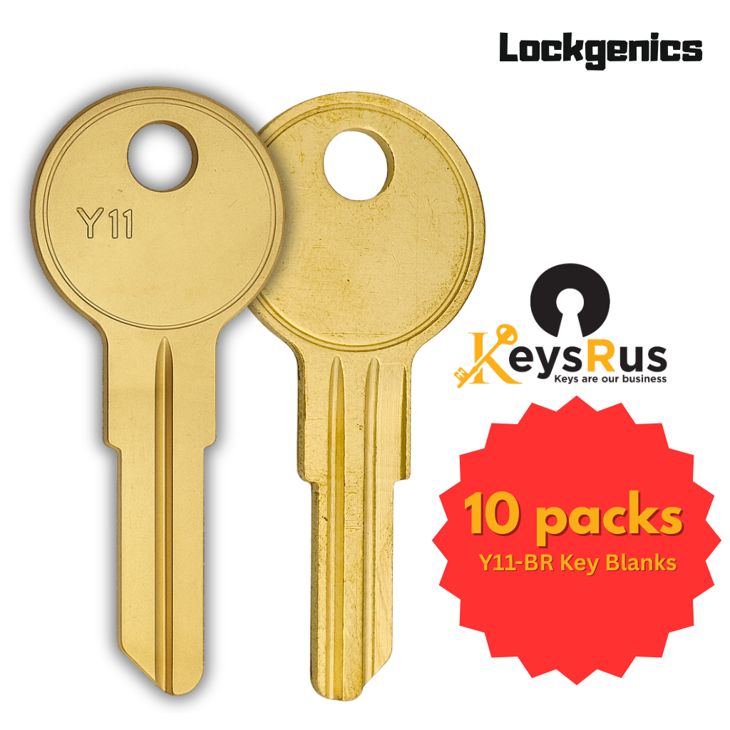Y11-BR Key Blanks – 10-Pack | LOCKGENICS Brass Key Blanks for Yale-Type Locks