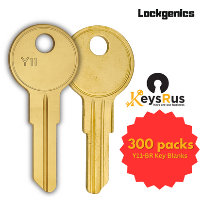 Y11-BR Brass Key Blanks – 300 Pack | Compatible with Lawn Equipment, Furniture, Trucks, Golf Carts, & More