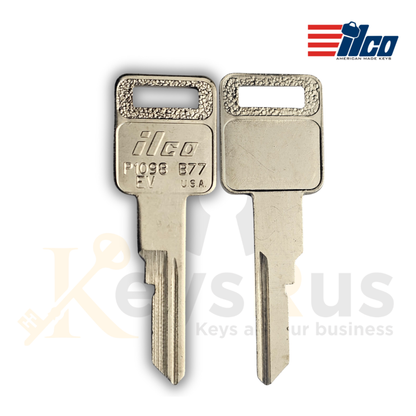 B77 / P1098EV Chevrolet Key Blanks, 10 Pack, For Chevy Beretta & Corsica, ILCO Style, Nickel-Plated Brass