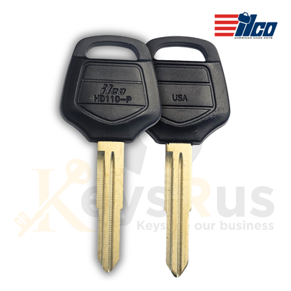 HD110-P Honda Motorcycle Key Blanks, 5 Pack, For Gold Wing 2001+, ILCO, Plastic Head, Nickel-Plated Brass