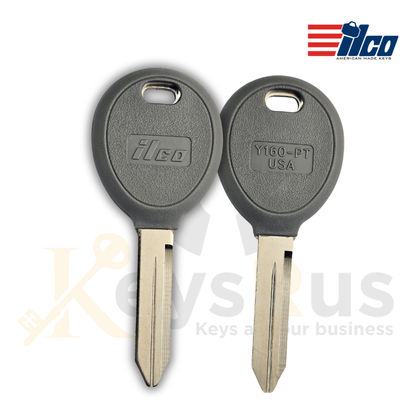 Y160-PT Transponder Key, ILCO, Texas ID 4D64 Chip, Fits 1998, 2006 Chrysler Dodge Jeep, Replaces Y160