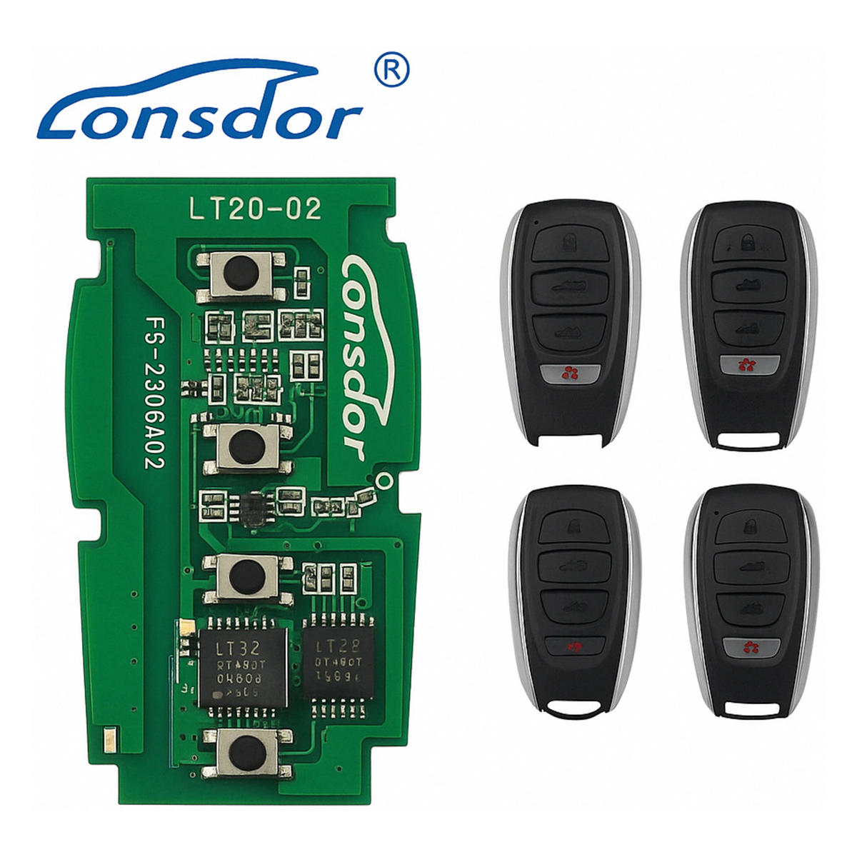 Lonsdor LT20-02 Smart Key PCB Board, 8A + 4D, Subaru 4-Button, Adjustable Frequency, For K518 Pro & KH100+