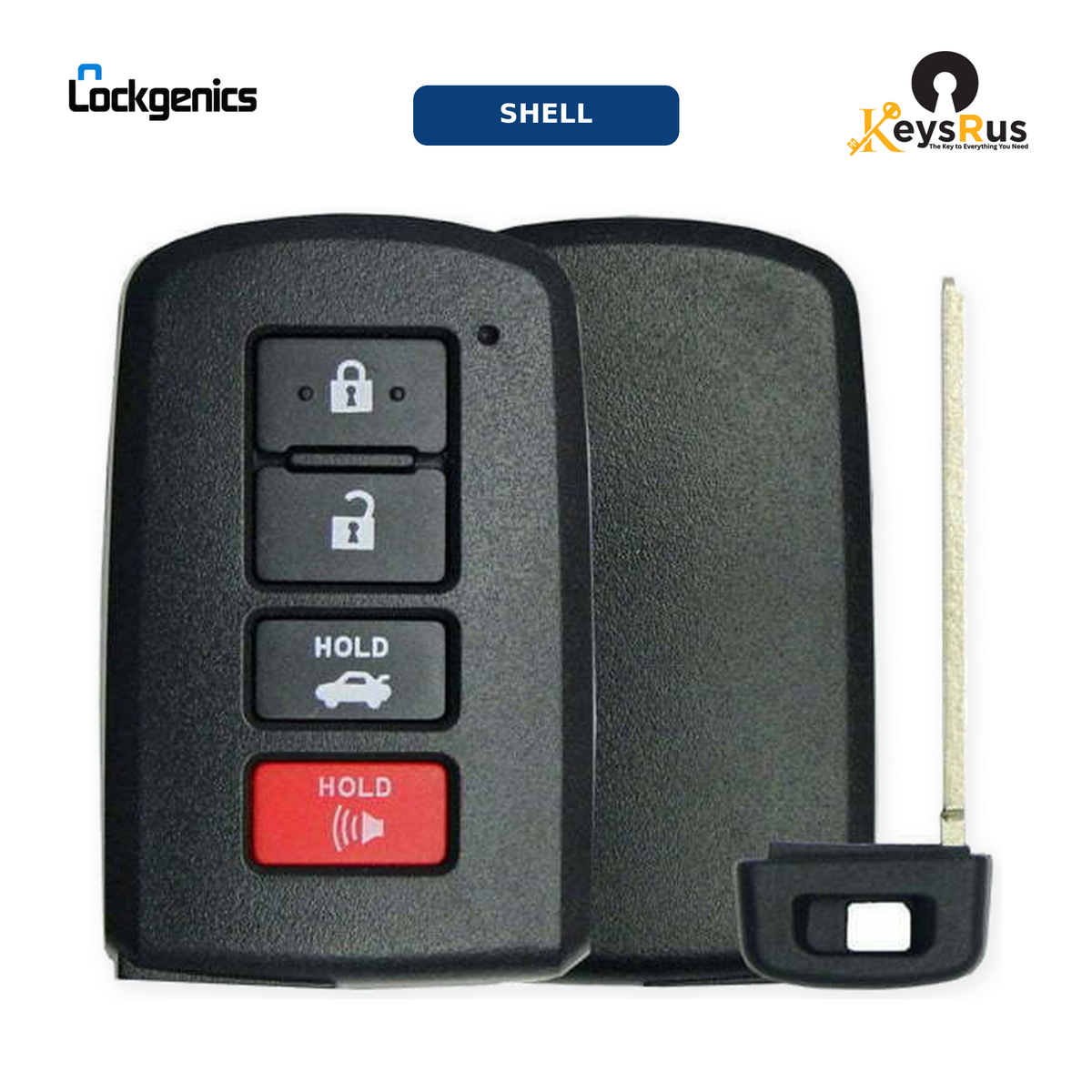 4-Button Smart Key Shell, Toyota (2012, 2019), FCC: HYQ14FBA, With TOY51 Emergency Key, Compatible with Lonsdor LT20-01