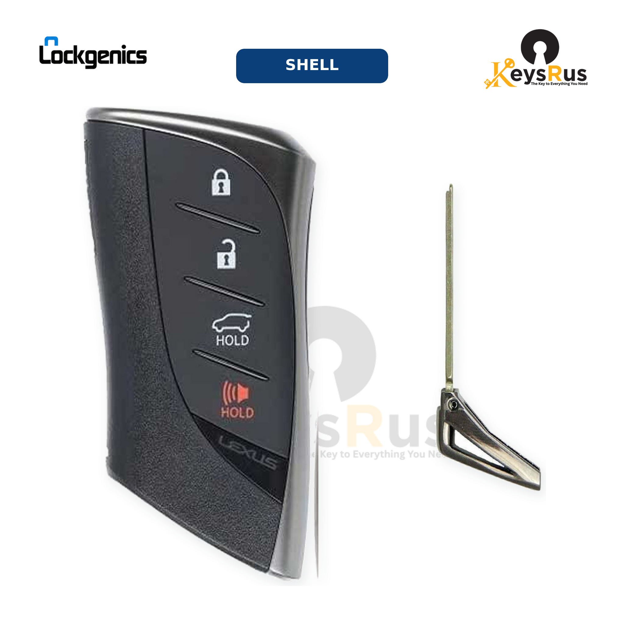 Lexus 4-Button Smart Key Shell, HYQ14FBF, 2018, 2023 Models, With EK-LEX-150 Emergency Key, Compatible with Lonsdor LT20-07