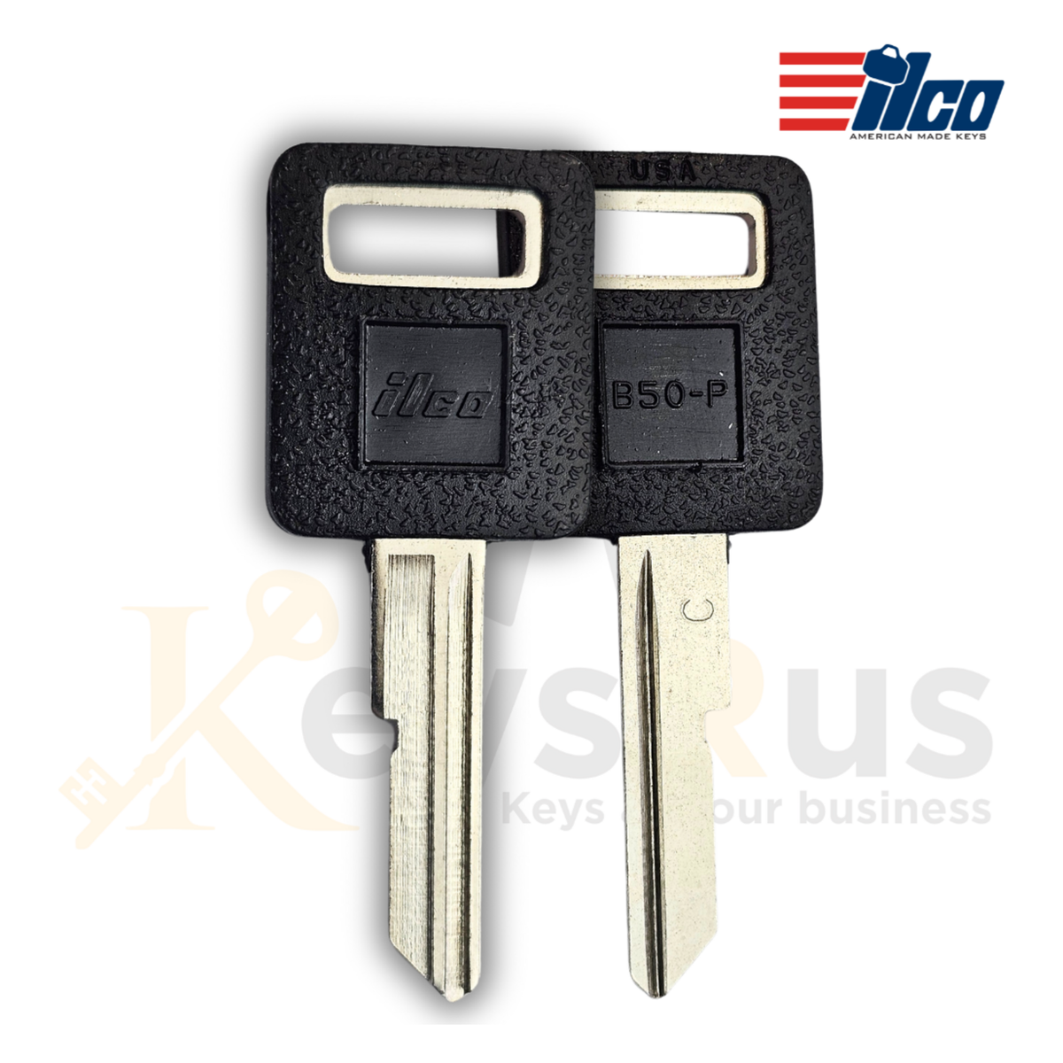 Ilco B50‑P Key Blank, GM Plastic‑Head Ignition Key, Buick, Cadillac, Chevy, GMC & Pontiac (Uncut)