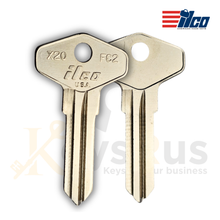 Ilco X20 (FC2) Key Blank, Ford, Jaguar, British Leyland Replacement, Uncut Nickel‑Plated Brass