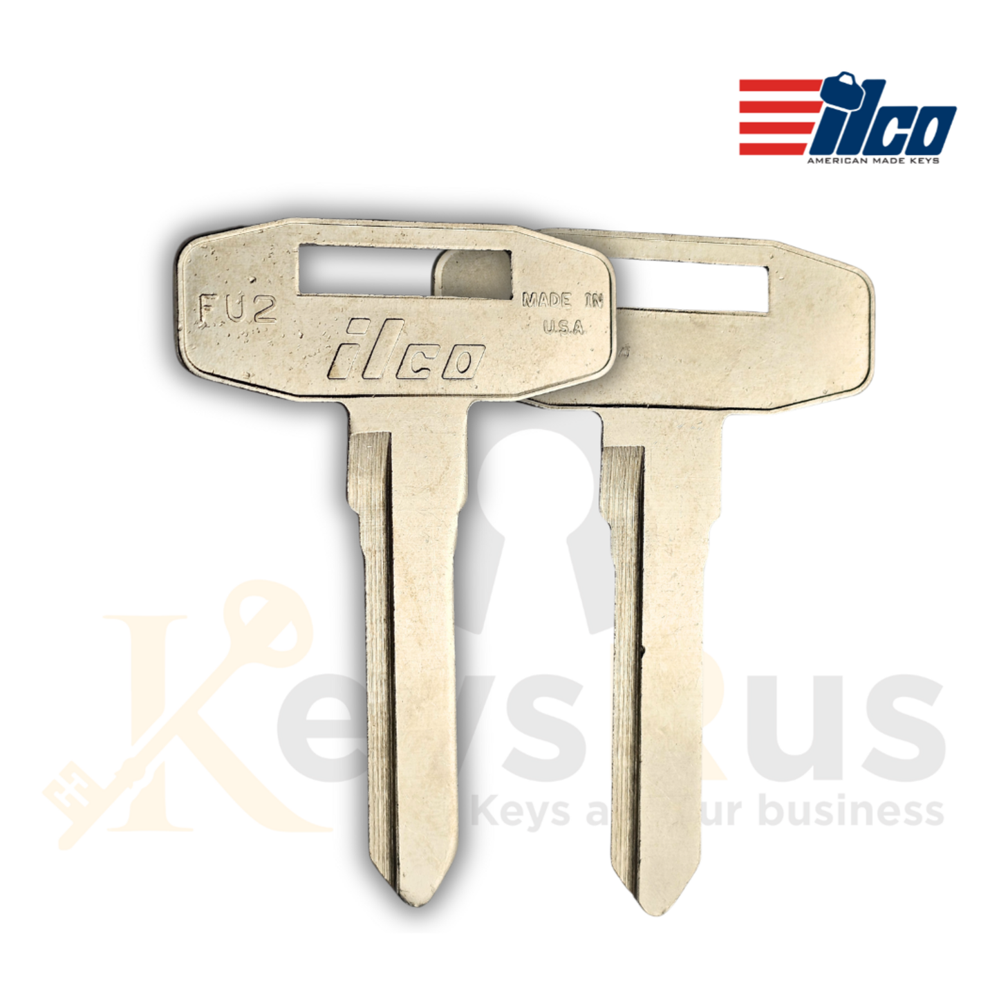 Ilco FU2 Key Blank, Mitsubishi Fuso Truck Replacement, Uncut Nickel‑Plated Brass