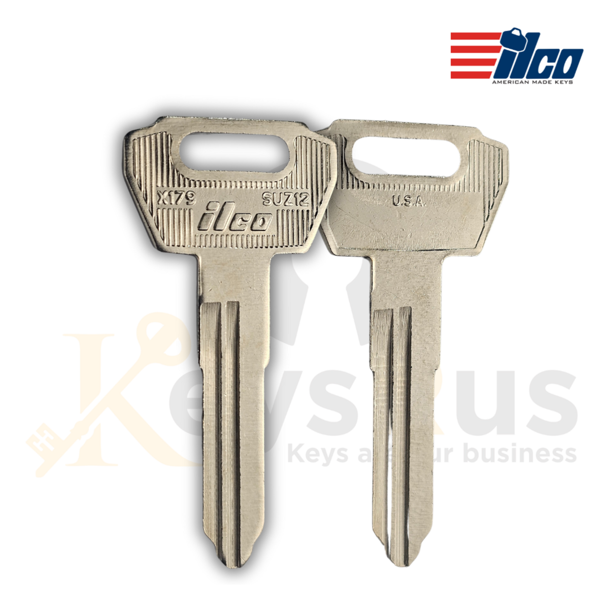 Ilco SUZ12 / X179 Key Blanks, 10 Pack for Suzuki Motorcycles/ATVs, Nickel‑Plated Brass (Uncut)