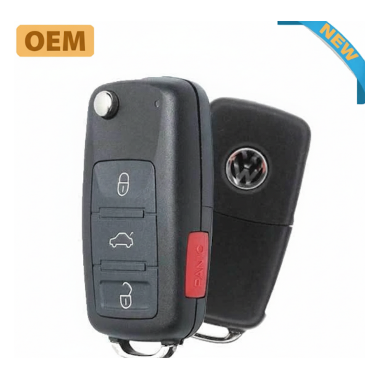 2011, 2016 Volkswagen 4-Button Remote Flip Key / FCC ID: NBG010180T / PN: 5K0837202AE (OEM)