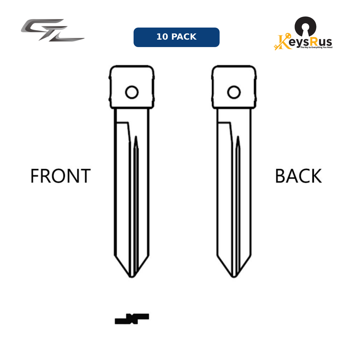 MFK-019:   MFK Ford Brass Blade — H75 (10-Pack) Ford Focus, Fiesta, Mondeo, Transit, Ranger — H75 / FO40R profile