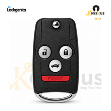 LockGenics 2009–2014 Acura TL TSX 4-button flip key, FCC MLBHLIK-1T, part references 35113-TK4-A10 and 35113-TL0-A00, Keysrus
