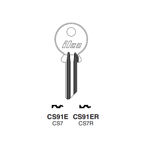 CS91E Key Blank, ILCO Nickel-Plated Brass 5-Pin Blank for CISA Keyway Cylinders