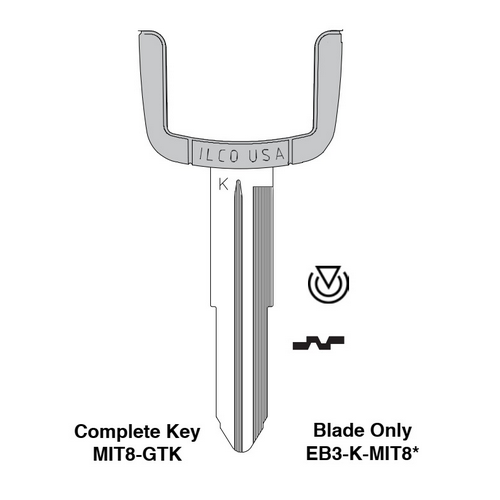 Ilco EB3-K-MIT8 – Mitsubishi MIT8 Key Blade | High-Precision Replacement for Modular Remote Heads