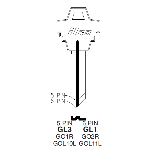 GL3 GOAL Key Blanks – 10-Pack Nickel-Plated Brass | Compatible with GOAL 5-Pin Cylinder Locks