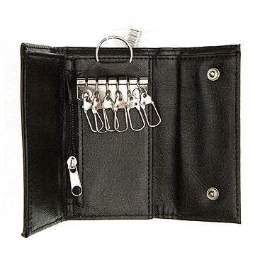Black Synthetic Leather Key Holder & Change Purse | Compact, Durable, Multi-Function Organizer