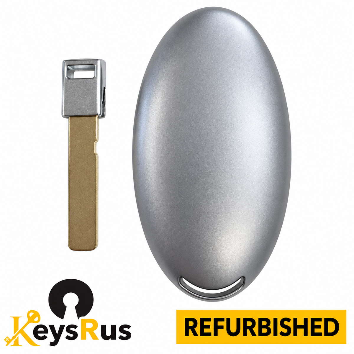 KeysRUs Hyundai Tucson 95440-N9550 refurbished smart key, silver aftermarket shell rear view with emergency blade