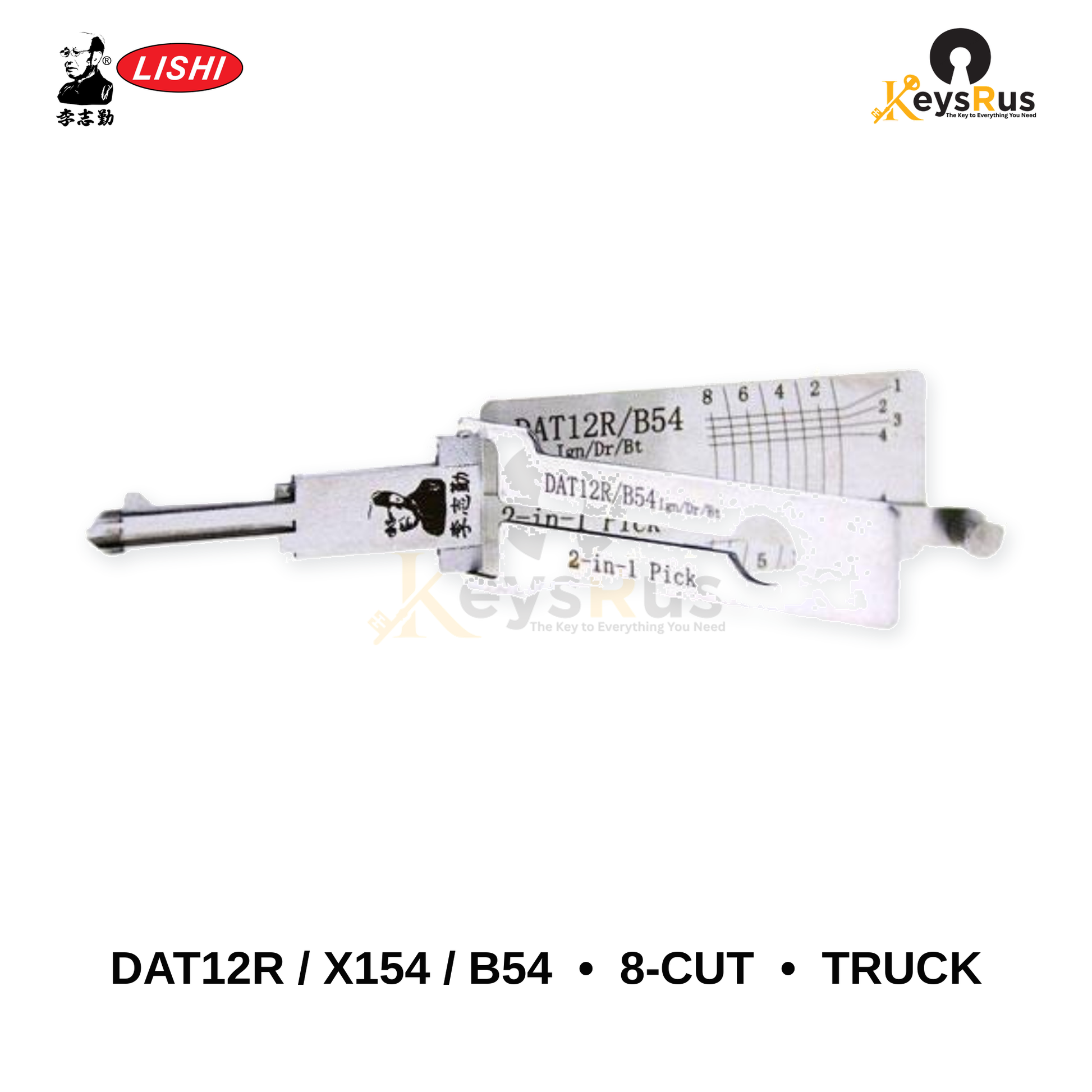 Original Lishi - DAT12R / X154 / B54 8-Cut Isuzu / Hino Truck –2-in-1 Pick & Decoder
