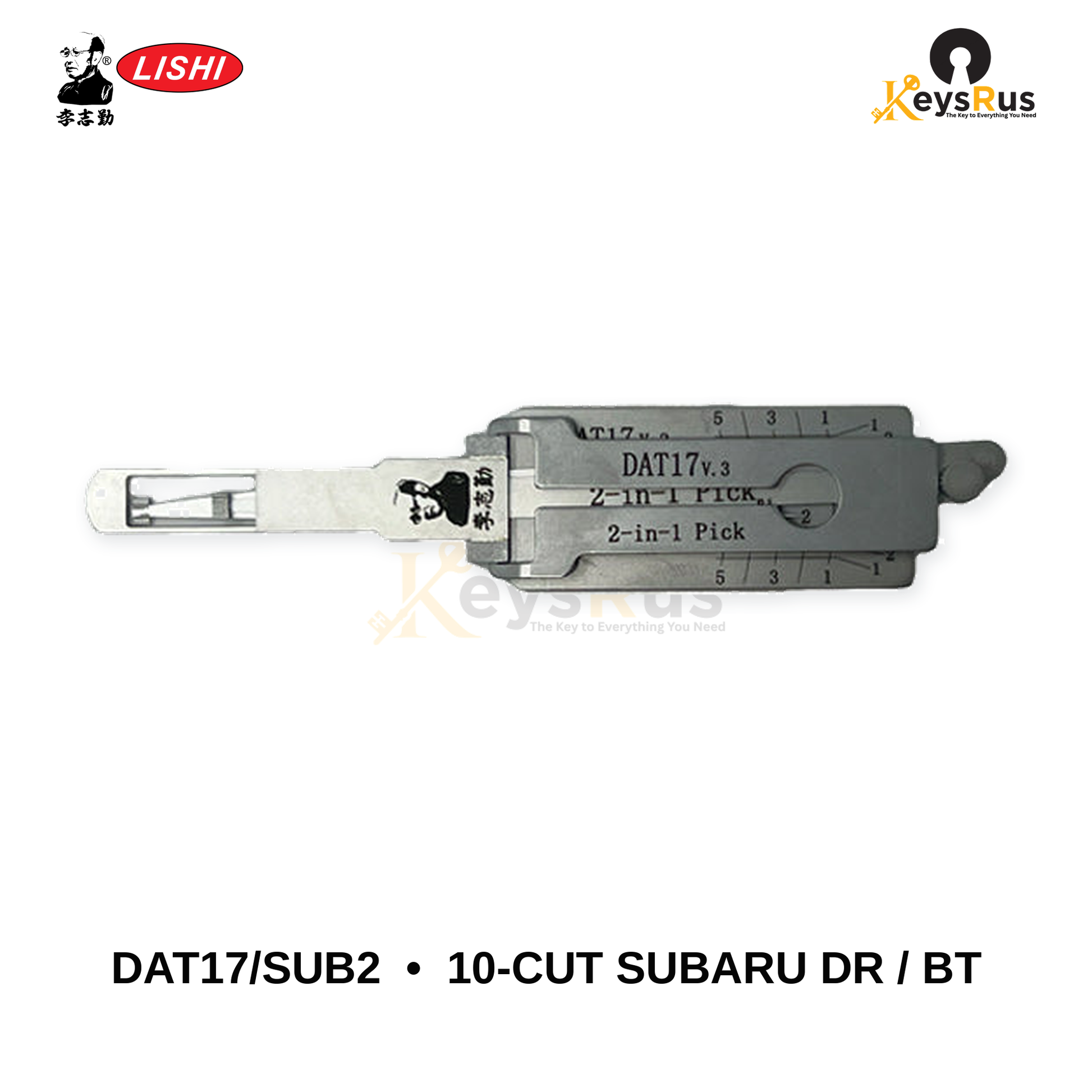 Original Lishi - DAT17 / SUB2 10-Cut Subaru Door & Trunk –2-in-1 Pick & Decoder