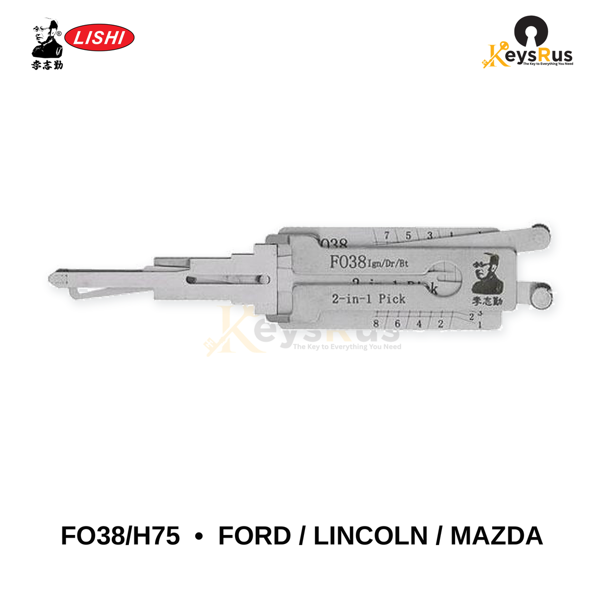 Original Lishi - FO38 / H75 Ford, Lincoln & Mazda –Anti-Glare 2-in-1 Pick & Decoder