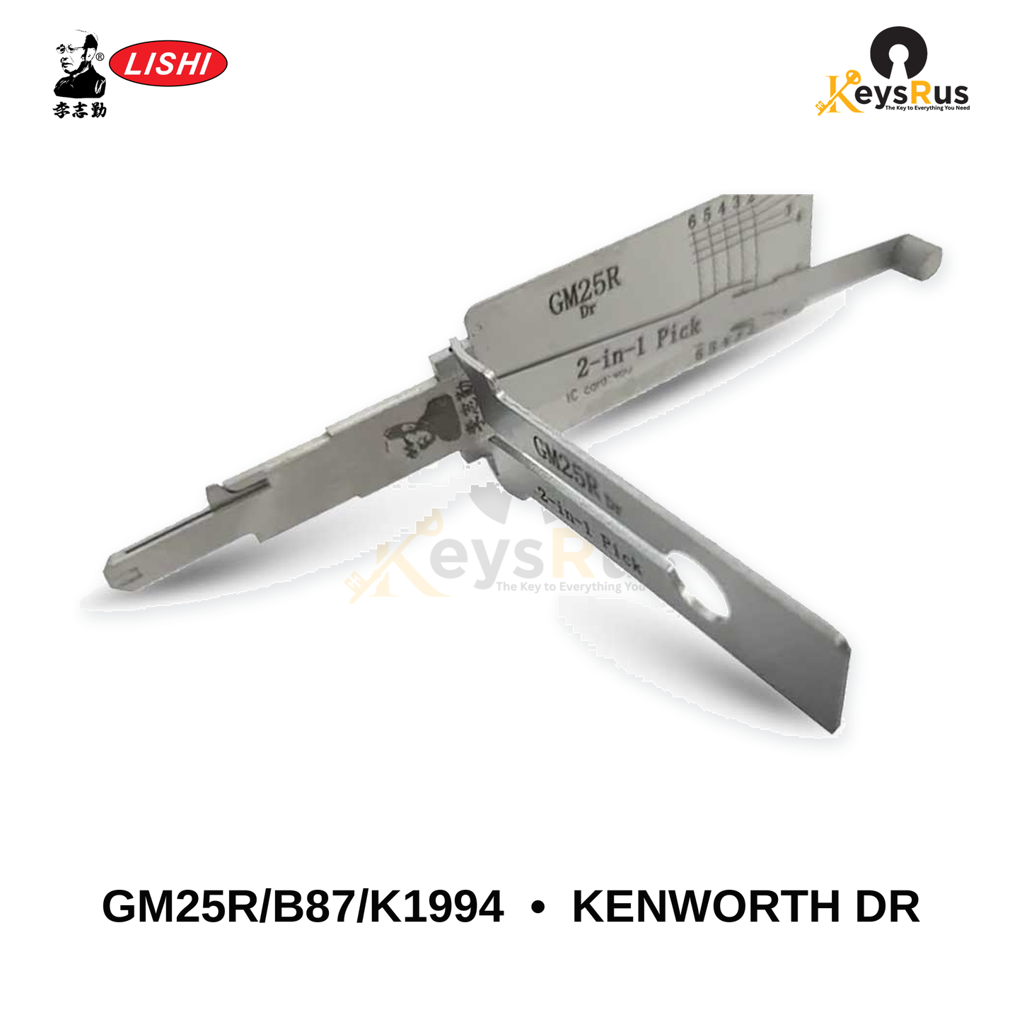 Original Lishi - GM25R / B87 / K1994 Kenworth Door Locks –2-in-1 Pick & Decoder