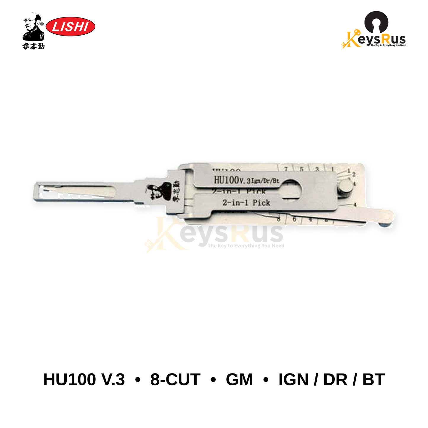 Original Lishi - HU100 V.3 8-Cut GM Ignition / Door / Boot –Anti-Glare 2-in-1 Pick & Decoder