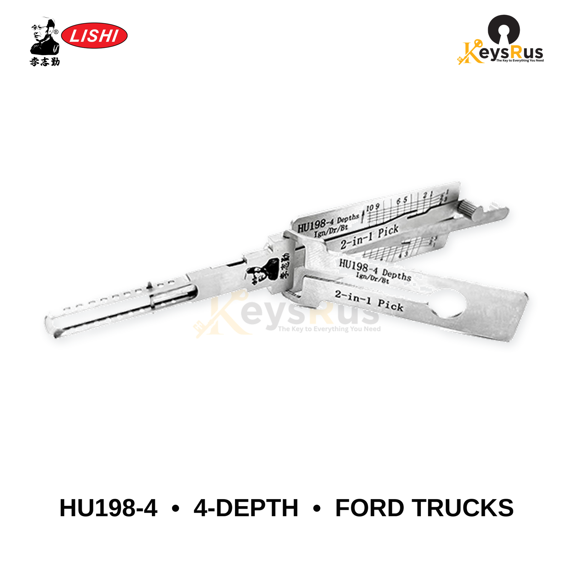 Original Lishi - HU198-4 4-Depth Newer Ford Trucks –Anti-Glare 2-in-1 Pick & Decoder