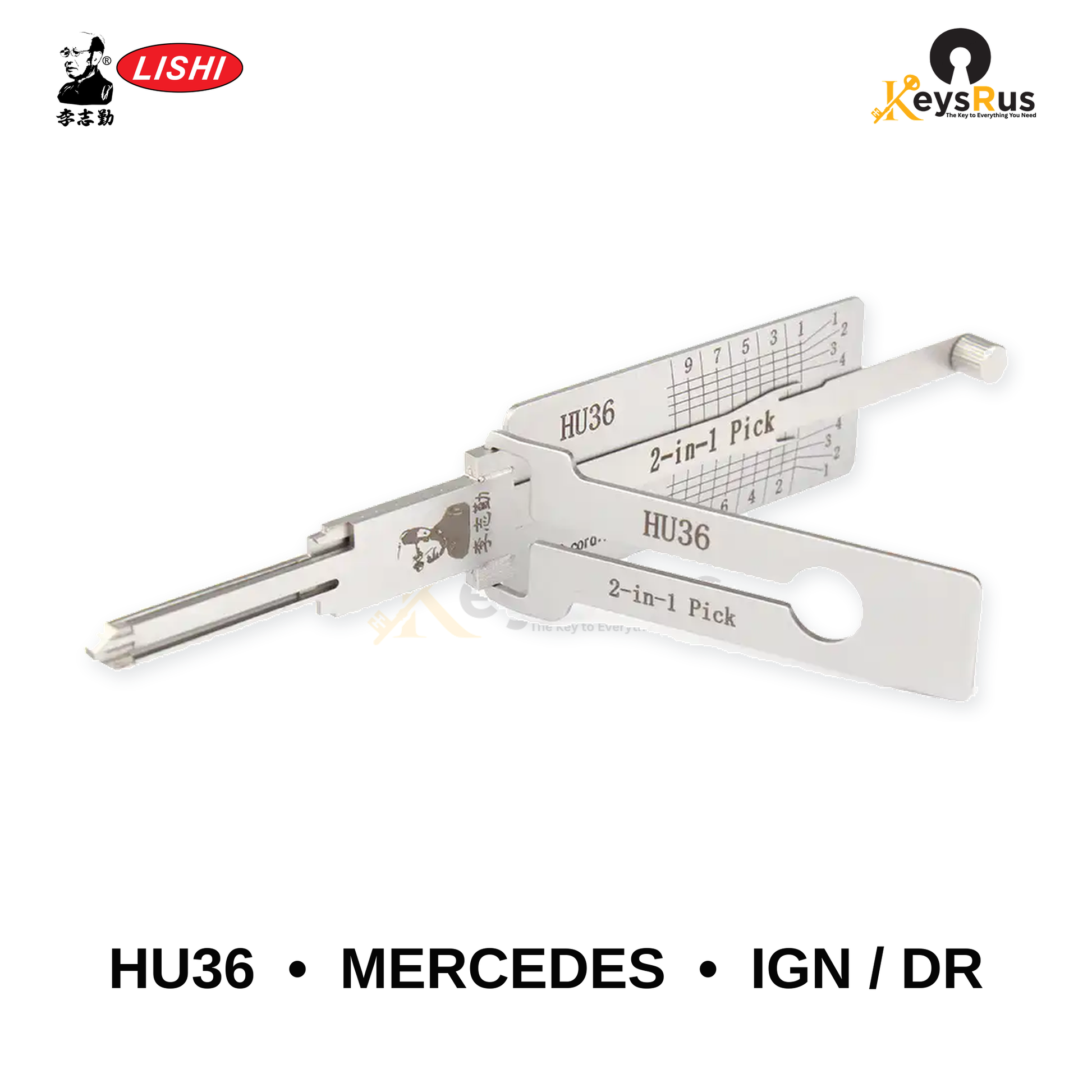 Original Lishi - HU36 Mercedes Ignition & Door –2-in-1 Pick & Decoder