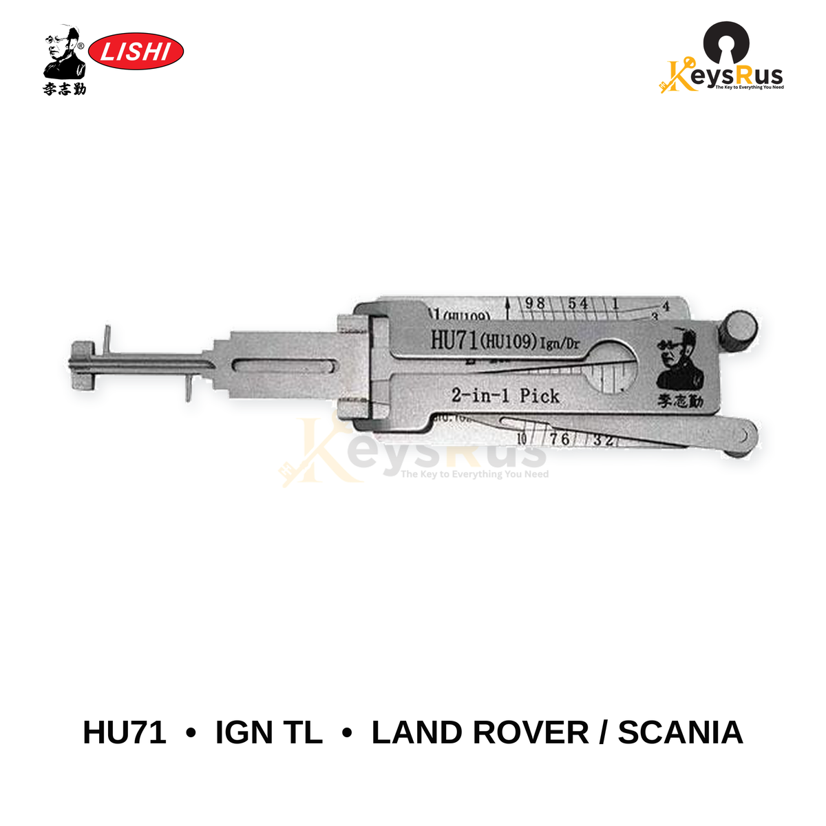 Original Lishi - HU71 IGN TL Land Rover & Scania –Anti-Glare 2-in-1 Pick & Decoder