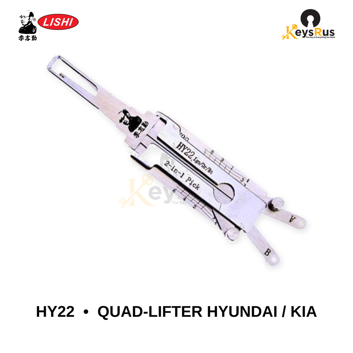 Original Lishi - HY22 Quad-Lifter Hyundai & Kia –Anti-Glare 2-in-1 Pick & Decoder