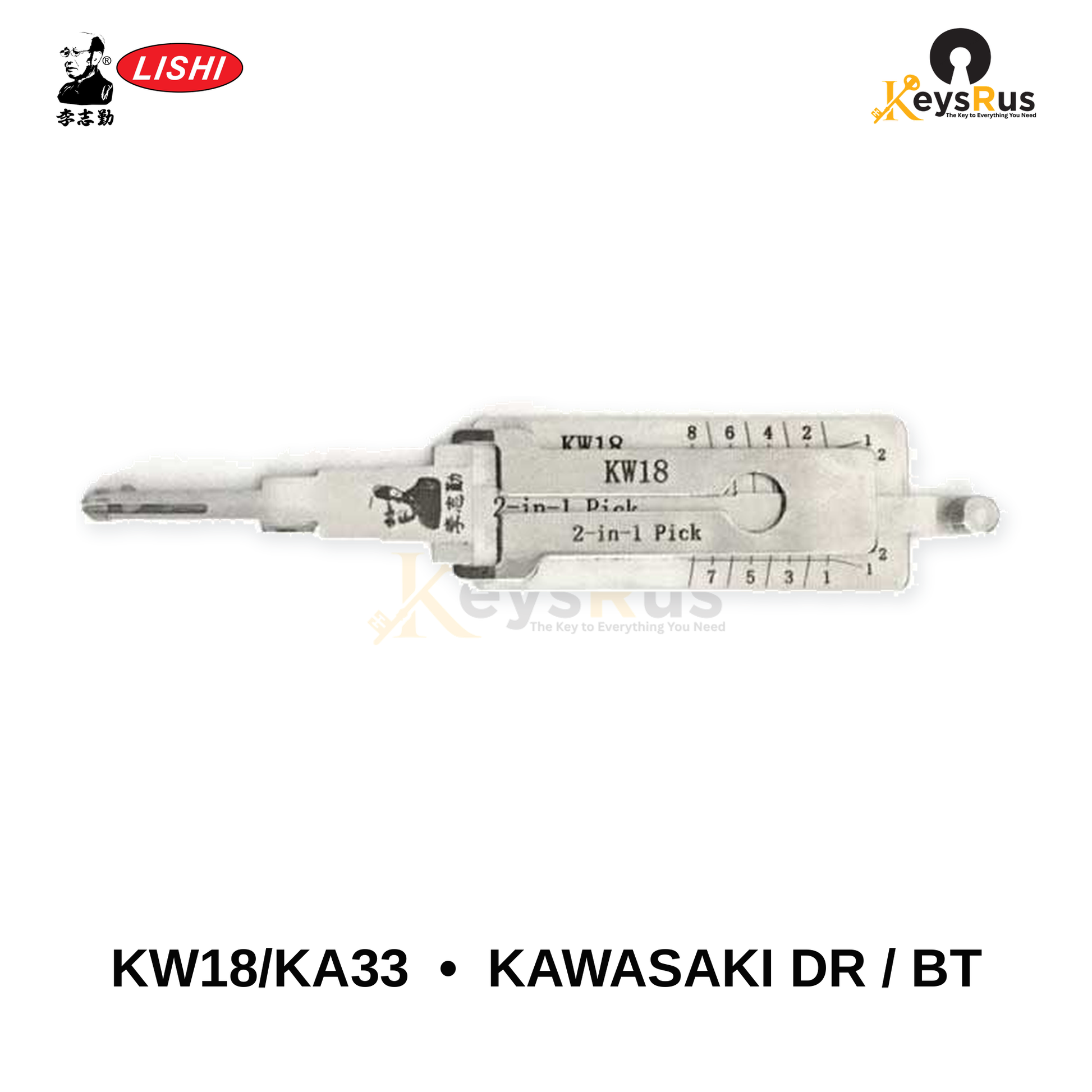 Original Lishi - KW18 / KA33 Kawasaki Door & Trunk –Anti-Glare 2-in-1 Pick & Decoder