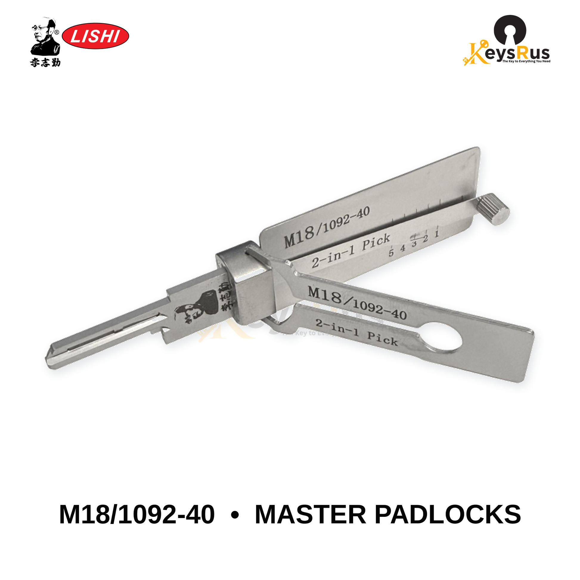 Original Lishi - M18 / 1092-40 Master Padlocks –Anti-Glare 2-in-1 Pick & Decoder