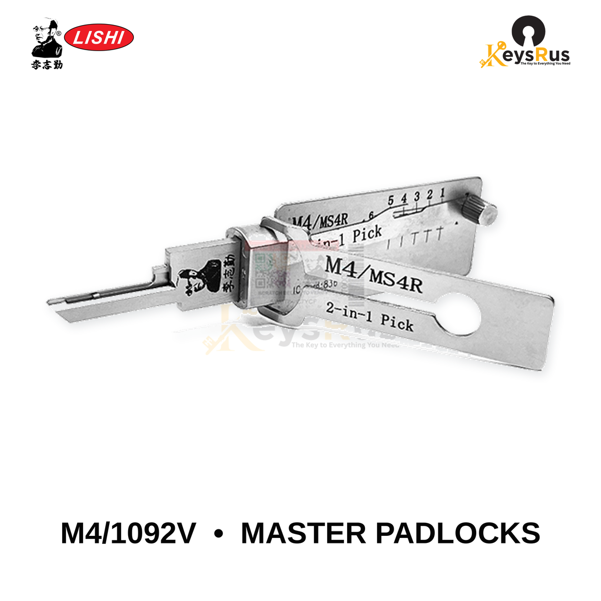 Original Lishi - M4 / 1092V Master Padlocks –Anti-Glare 2-in-1 Pick & Decoder