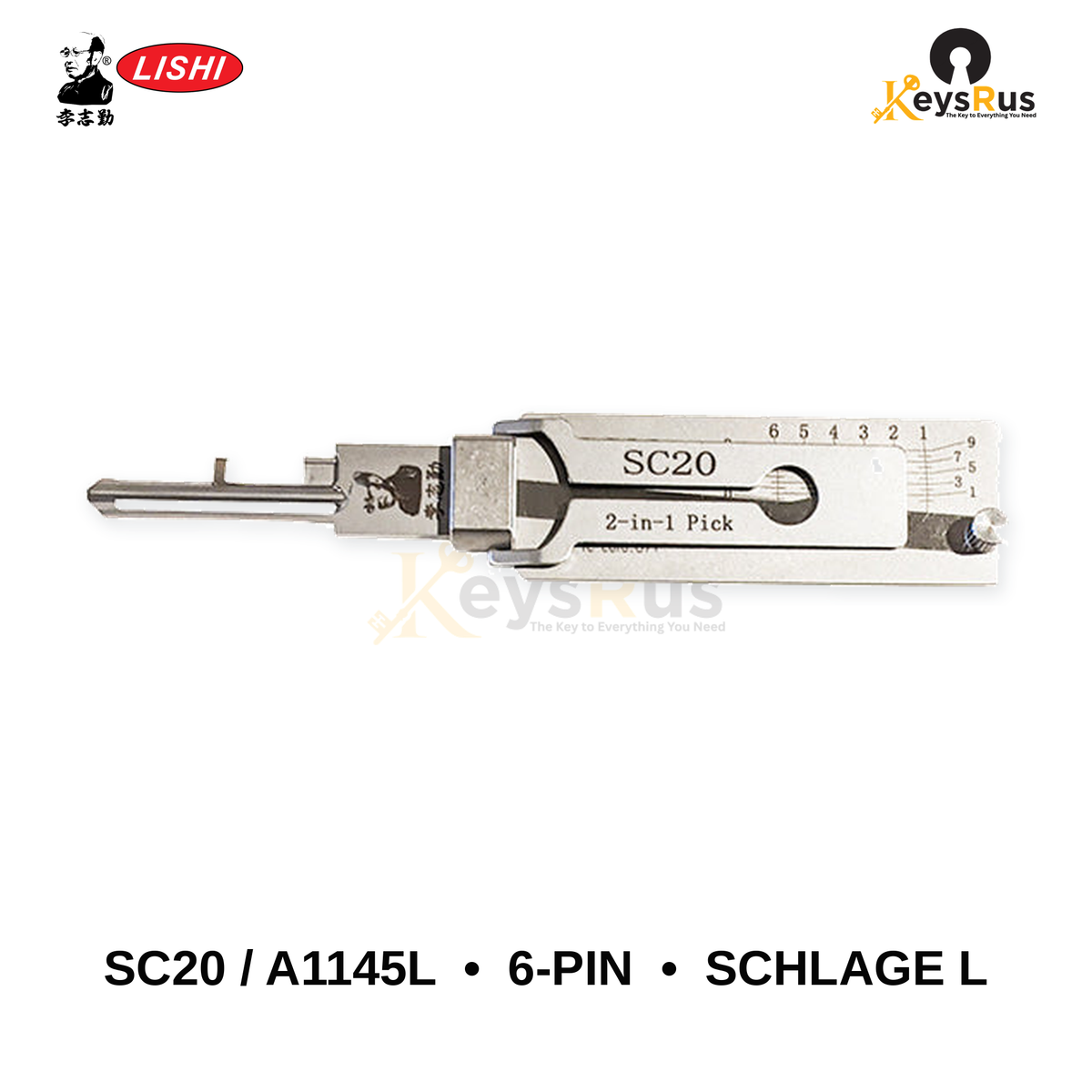 Original Lishi - SC20 / A1145L 6-Pin Schlage L –2-in-1 Pick & Decoder
