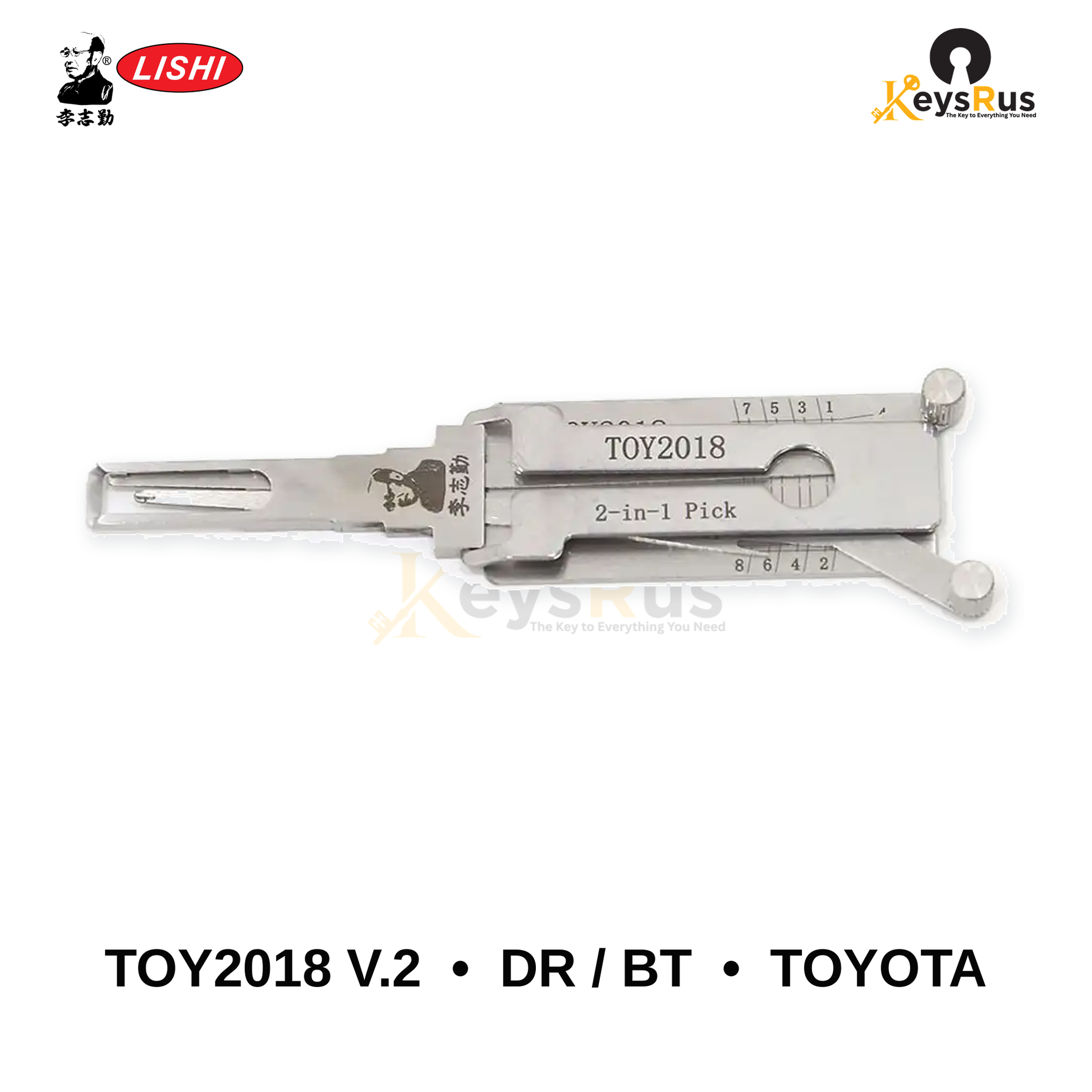Original Lishi - TOY2018 V.2 DR / BT Toyota –Anti-Glare 2-in-1 Pick & Decoder