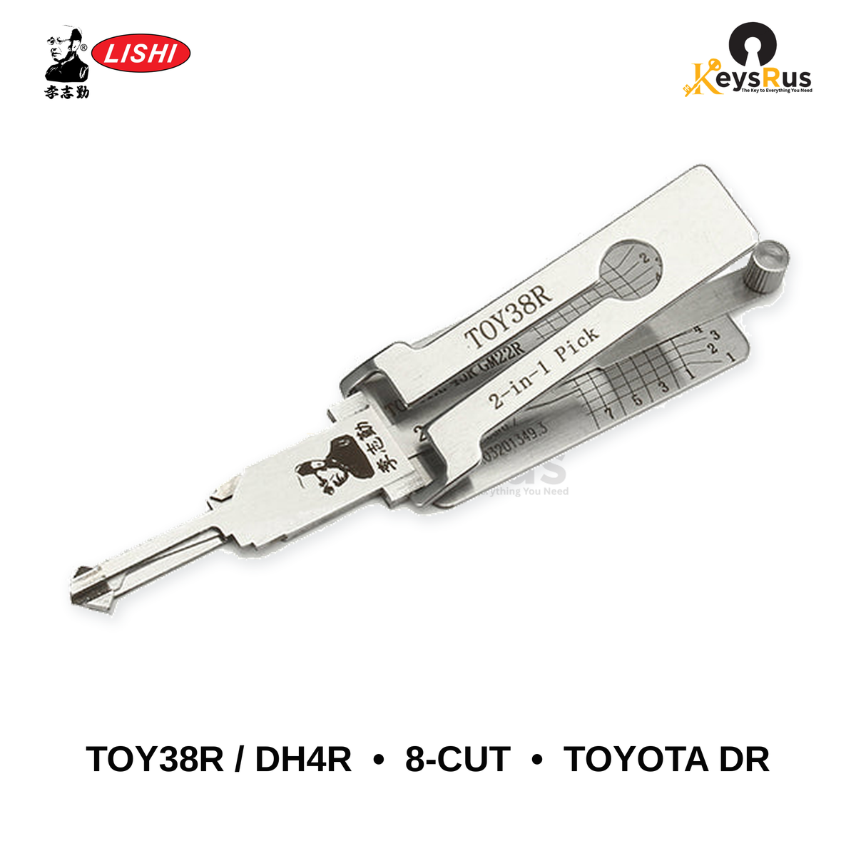 Original Lishi - TOY38R / DH4R 8-Cut Toyota Door Locks –2-in-1 Pick & Decoder