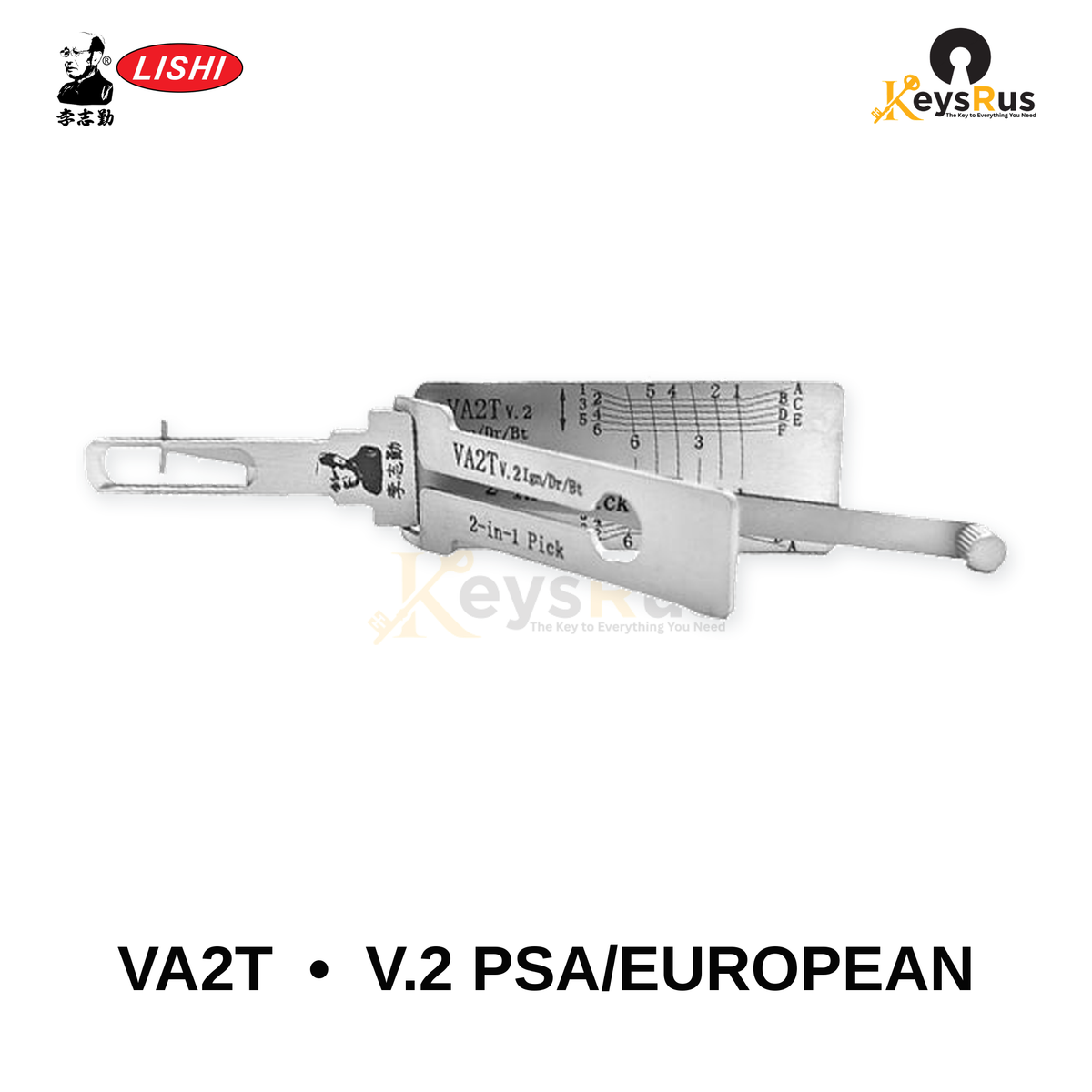 Original Lishi - VA2T V.2 PSA / European Profile –Anti-Glare 2-in-1 Pick & Decoder
