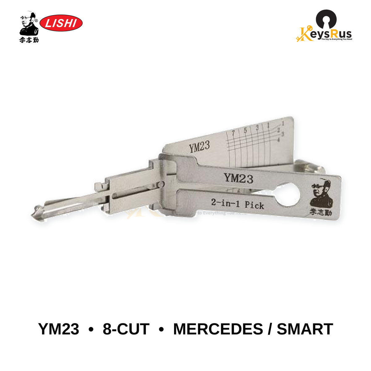 Original Lishi - YM23 8-Cut Mercedes / Smart ForTwo –Anti-Glare 2-in-1 Pick & Decoder