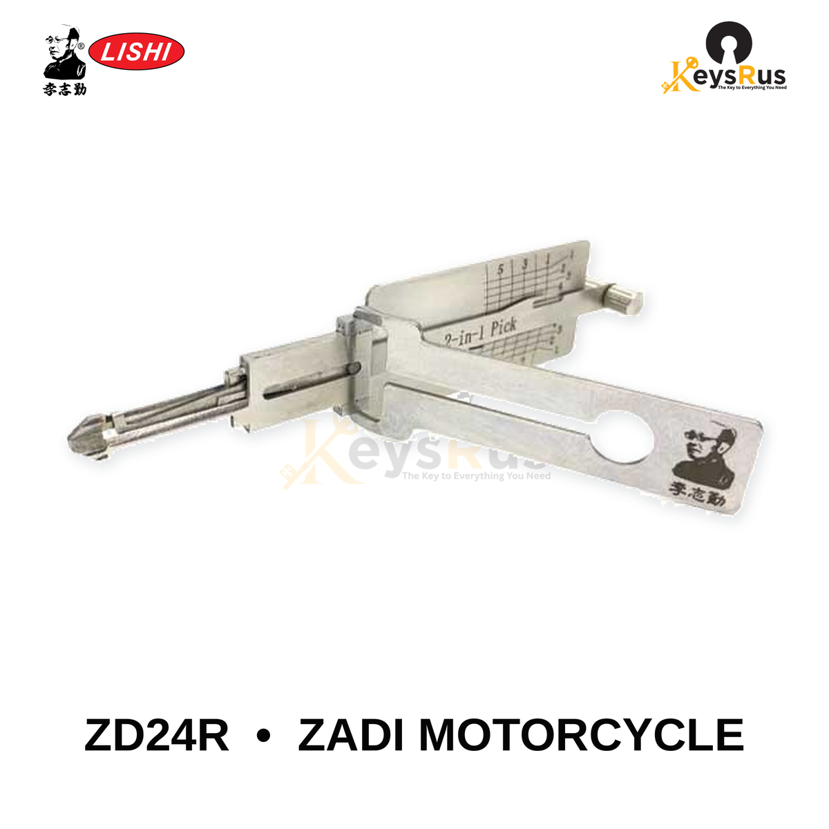 Original Lishi - ZD24R Zadi Motorcycle Locks –Anti-Glare 2-in-1 Pick & Decoder